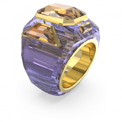 Chroma cocktail ring, Purple, Gold-tone plated