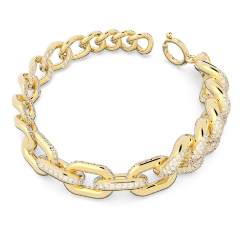 Dextera bracelet, Pavé, White, Gold-tone plated