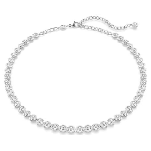 Imber Tennis necklace Round cut, White, Rhodium plated