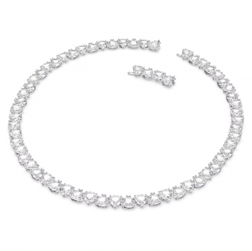 Millenia necklace, Trilliant cut, White, Rhodium plated