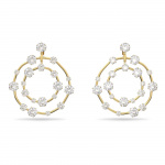 Constella clip earrings, Circle, White, Gold-tone plated