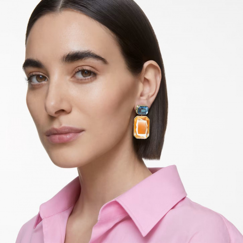 Orbita clip earrings, Asymmetrical, Octagon cut