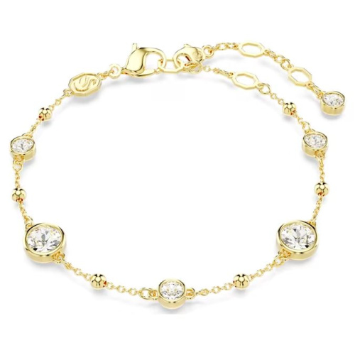 Imber bracelet Round cut, White, Gold-tone plated