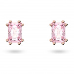 Stilla stud earrings Cushion cut, Pink, Rose gold-tone plated