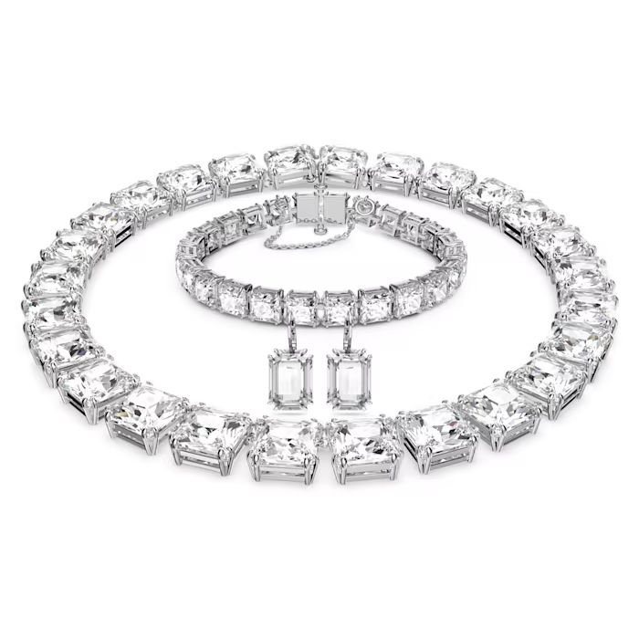 Millenia set Mixed cuts, White, Rhodium plated