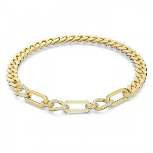 Dextera necklace Statement, Mixed links, White, Gold-tone plated