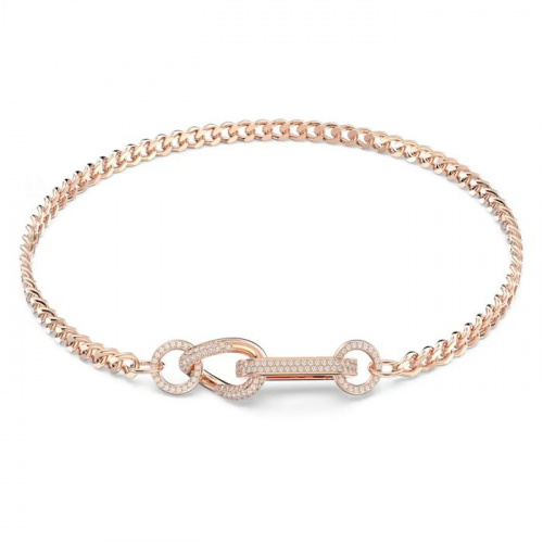 Dextera necklace Pavé, Mixed links, White, Rose gold-tone plated