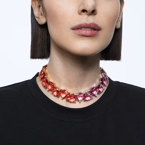 Millenia necklace Oversized crystals, Trilliant cut, Multicolored, Gold-tone plated
