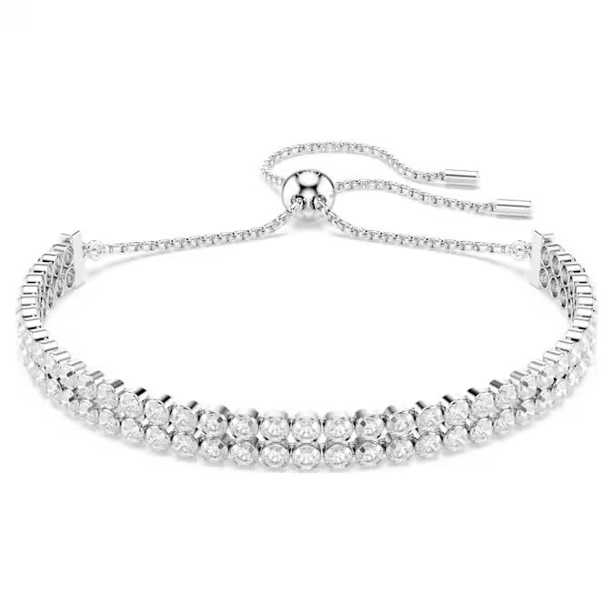 Matrix Tennis bracelet Round cut, White, Rhodium plated