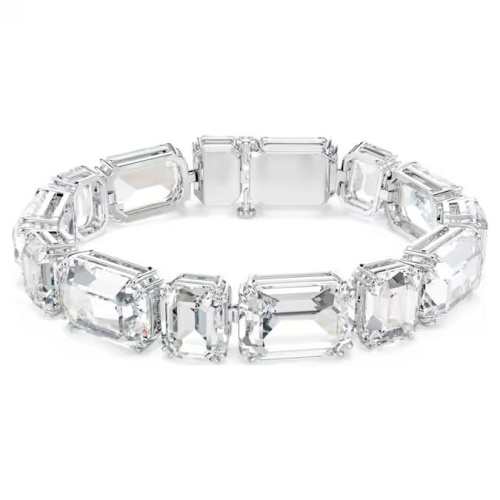 Millenia Tennis bracelet Octagon cut, White, Rhodium plated