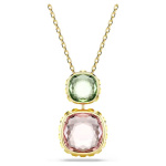 Chroma pendant Cushion cut, Multicolored, Gold-tone plated