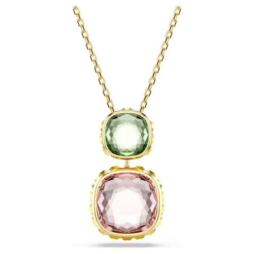 Chroma pendant Cushion cut, Multicolored, Gold-tone plated