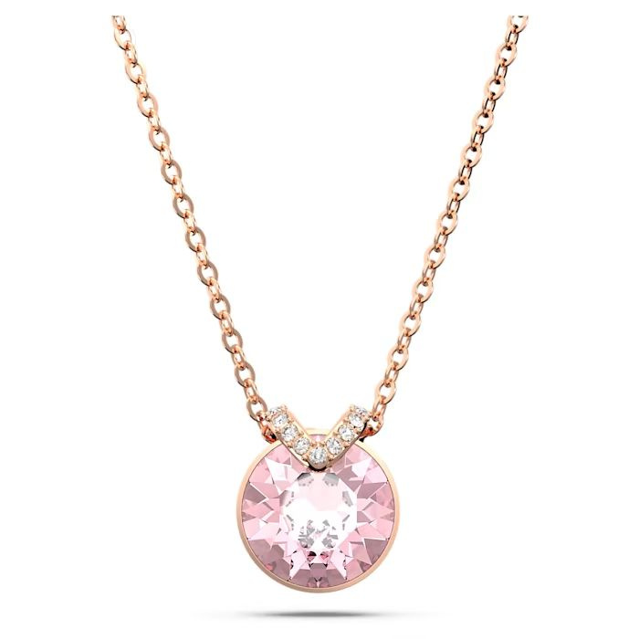 Bella V pendant Round cut, Pink, Rose gold-tone plated