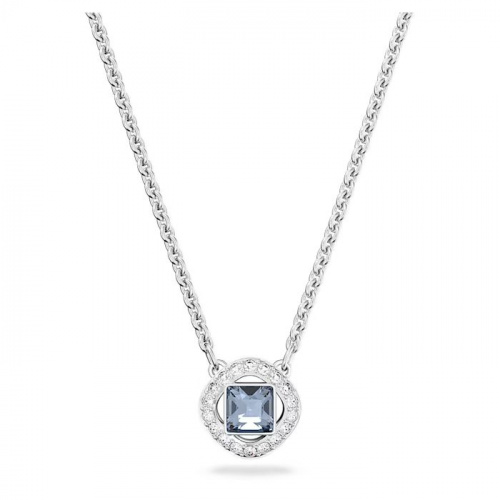 Angelic necklace Square cut, Blue, Rhodium plated