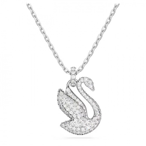 Swarovski Iconic Swan pendant Swan, Small, White, Rhodium plated