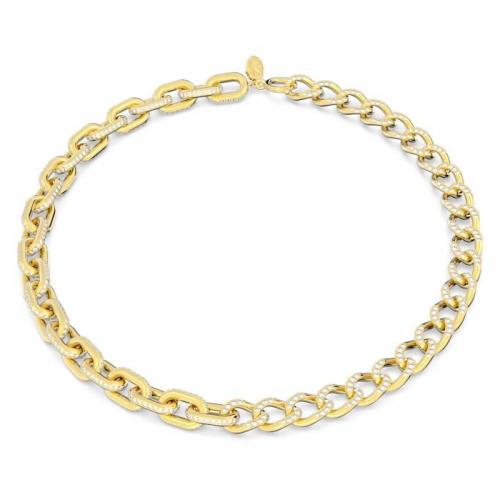 Dextera necklace Mixed links, White, Gold-tone plated