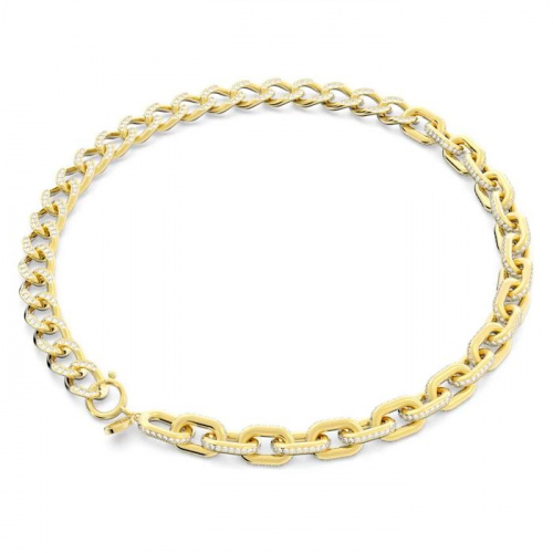 Dextera necklace Mixed links, White, Gold-tone plated