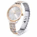Attract watch Swiss Made, Pavé, Metal bracelet, Rose gold tone, Mixed metal finish