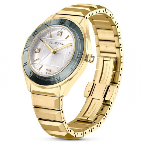 37mm watch Swiss Made, Metal bracelet, Gold tone, Gold-tone finish