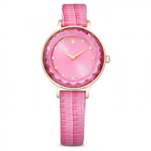 Octea Nova watch Swiss Made, Leather strap, Pink, Rose gold-tone finish