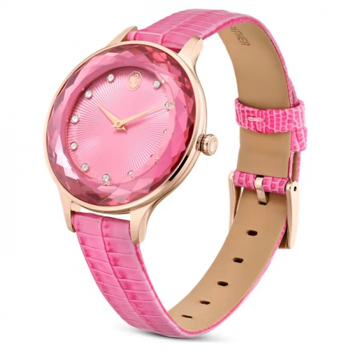 Octea Nova watch Swiss Made, Leather strap, Pink, Rose gold-tone finish