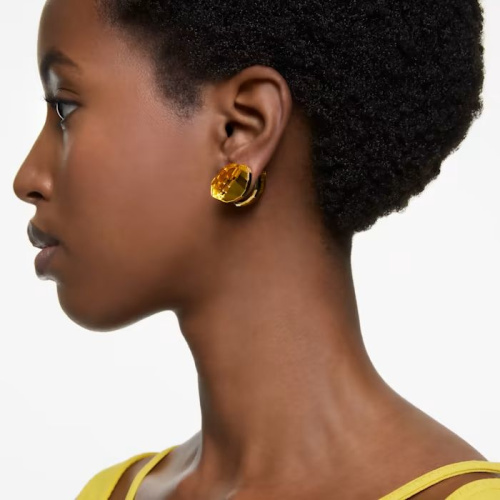 Lucent stud earrings Yellow, Gold-tone plated