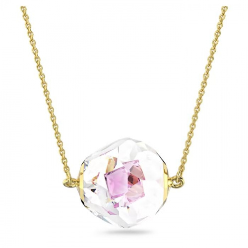Curiosa necklace Floating chaton, Pink, Gold-tone plated