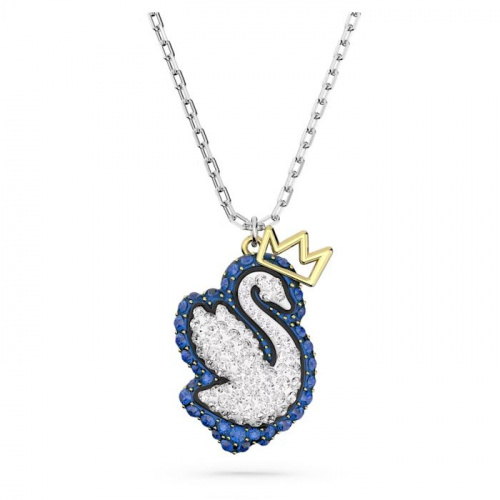 Pop Swan pendant Swan, Blue, Rhodium plated