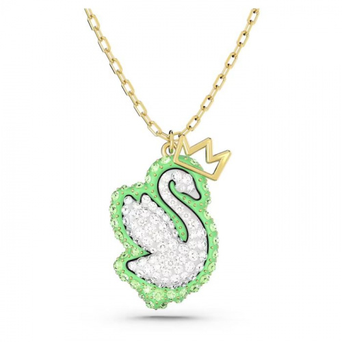 Pop Swan pendant Swan, Green, Gold-tone plated