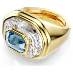 Chroma cocktail ring Octagon cut, Blue, Gold-tone plated