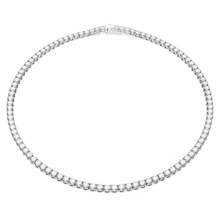Matrix Tennis necklace Round cut, Small, White, Rhodium plated