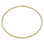 Matrix Tennis necklace Round cut, Small, Yellow, Gold-tone plated