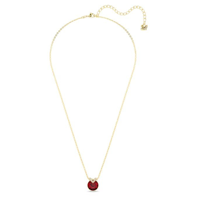 Bella V pendant Round cut, Red, Gold-tone plated