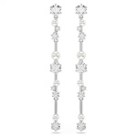 Constella drop earrings Crystal pearl, Round cuts, White, Rhodium plated