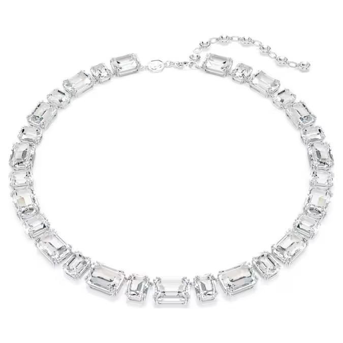 Millenia Tennis necklace Octagon cut, White, Rhodium plated