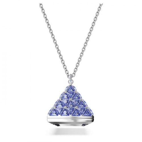 Pendant watch Triangle cut, Blue, Stainless steel