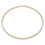 Matrix Tennis necklace Round cut, Small, White, Gold-tone plated