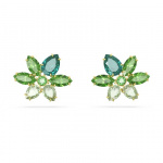 Gema stud earrings Mixed cuts, Flower, Green, Gold-tone plated