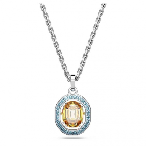 Chroma pendant Octagon cut, Multicolored, Rhodium plated