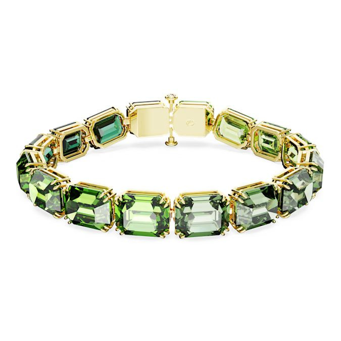 Millenia bracelet Octagon cut, Color gradient, Green, Gold-tone plated