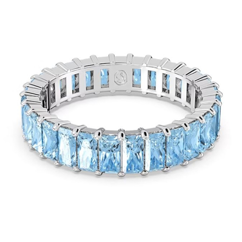 Matrix ring Baguette cut, Blue, Rhodium plated