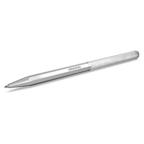 Crystalline ballpoint pen Octagon shape, Silver tone, Chrome plated