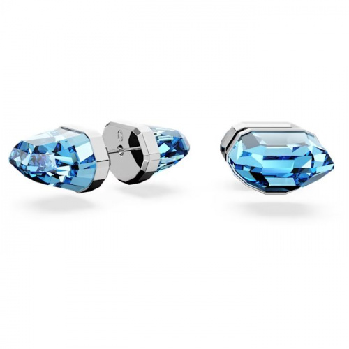 Lucent stud earrings Blue, Rhodium plated