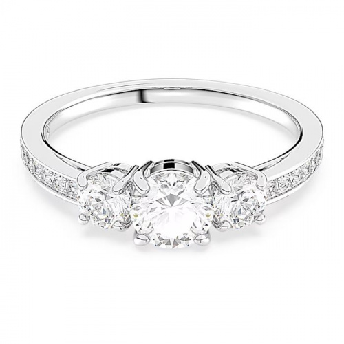 Attract Trilogy ring Round cut, White, Rhodium plated