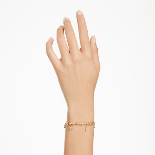 Dextera bracelet Mixed cuts, White, Gold-tone plated