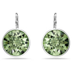 Bella drop earrings Round cut, Green, Rhodium plated