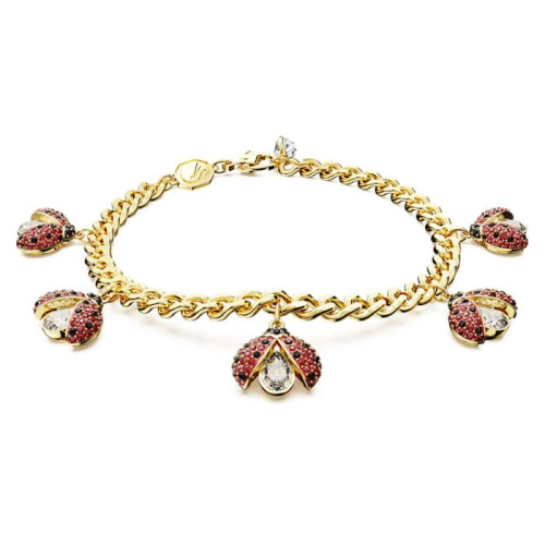 Idyllia bracelet Ladybug, Red, Gold-tone plated