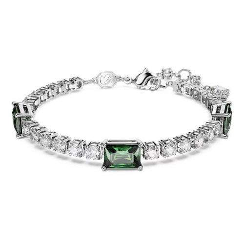 Matrix Tennis bracelet Mixed cuts, Green, Rhodium plated
