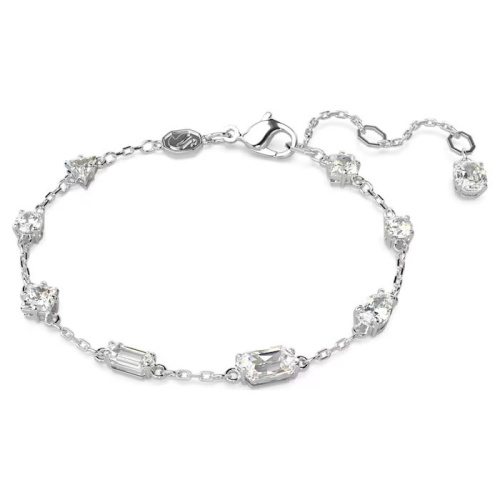 Mesmera bracelet Mixed cuts, Scattered design, White, Rhodium plated