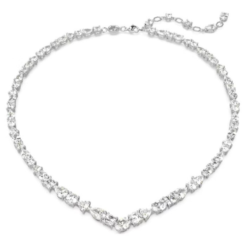 Mesmera necklace Mixed cuts, White, Rhodium plated